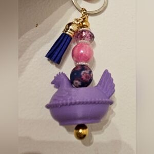 Hen On Nest 3 D Keychain